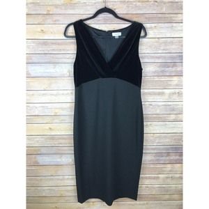 Calvin Klein 10 Velvet V Neck Midi Sheath Dress
